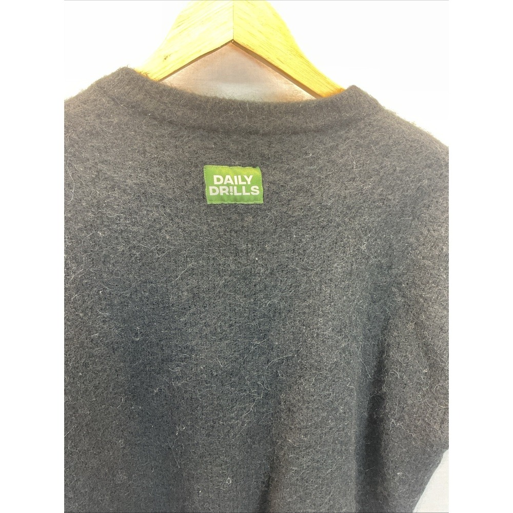 Daily Drills Single Button short slv Sweater Knit Cardigan Size S/XS Black wool - Picture 3 of 8